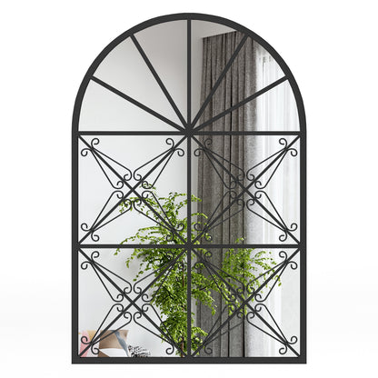 Arched Window Pane Mirror, 23 Inches x 34 Inches, Metal Frame, Black Wall Mirrors at Gallery Canada