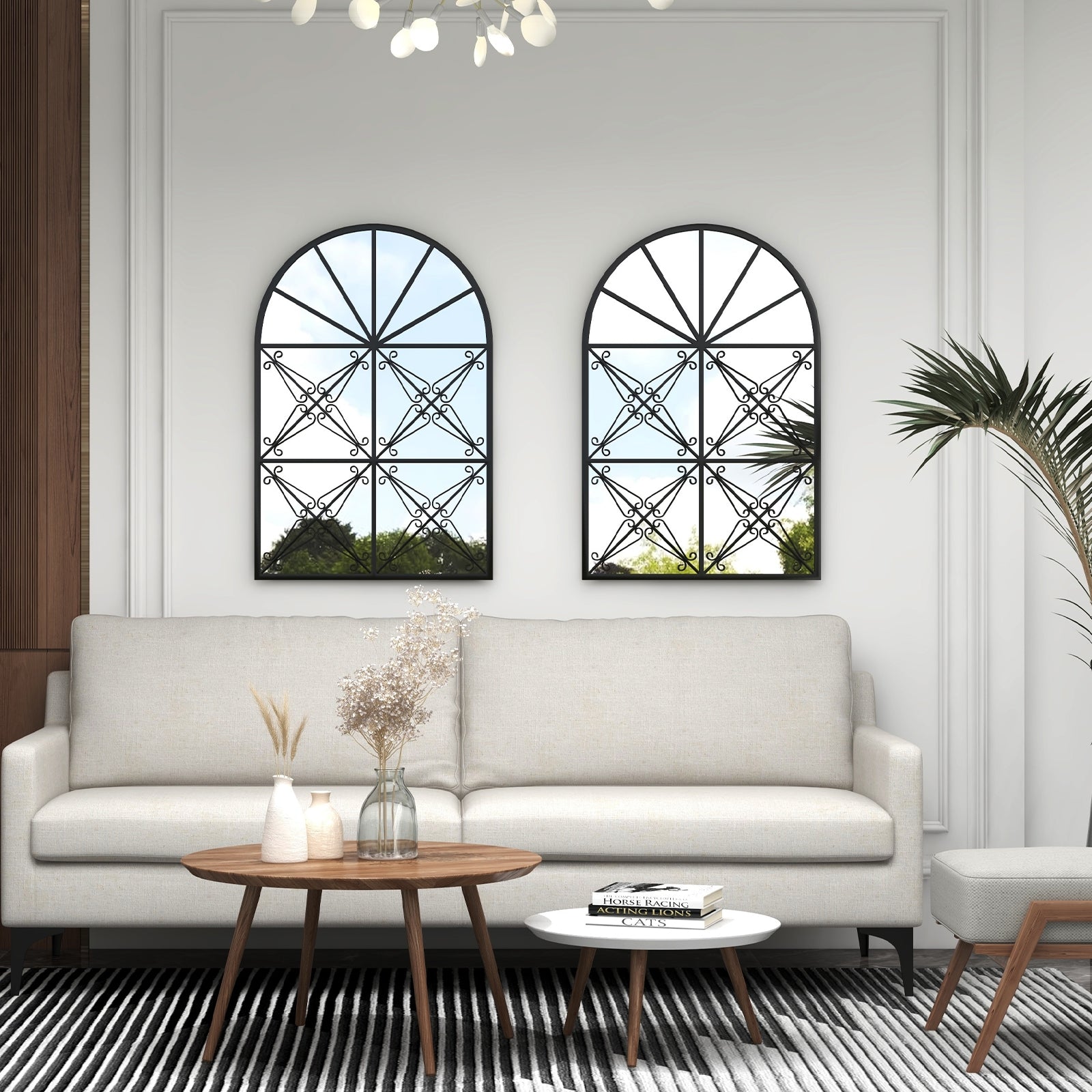 Arched Window Pane Mirror, 23 Inches x 34 Inches, Metal Frame, Black Wall Mirrors at Gallery Canada