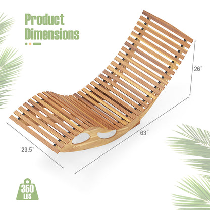 Acacia Wood Patio Rocking Sun Lounger, Ergonomic Curved Seat, Natural Patio Rocking Chairs & Gliders at Gallery Canada