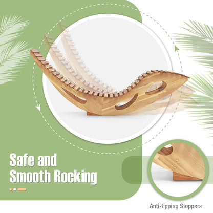 Acacia Wood Patio Rocking Sun Lounger, Ergonomic Curved Seat, Natural Patio Rocking Chairs & Gliders at Gallery Canada