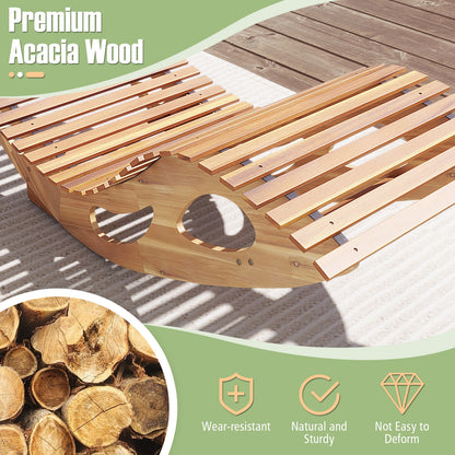 Acacia Wood Patio Rocking Sun Lounger, Ergonomic Curved Seat, Natural Patio Rocking Chairs & Gliders at Gallery Canada