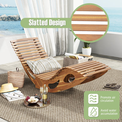 Acacia Wood Patio Rocking Sun Lounger, Ergonomic Curved Seat, Natural Patio Rocking Chairs & Gliders at Gallery Canada