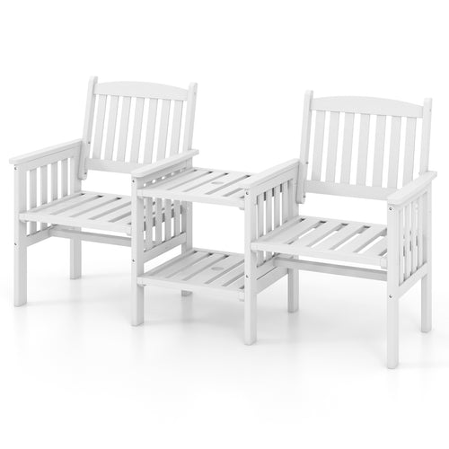 Fir Wood Loveseat With 2-Tier Side Table, 1.96