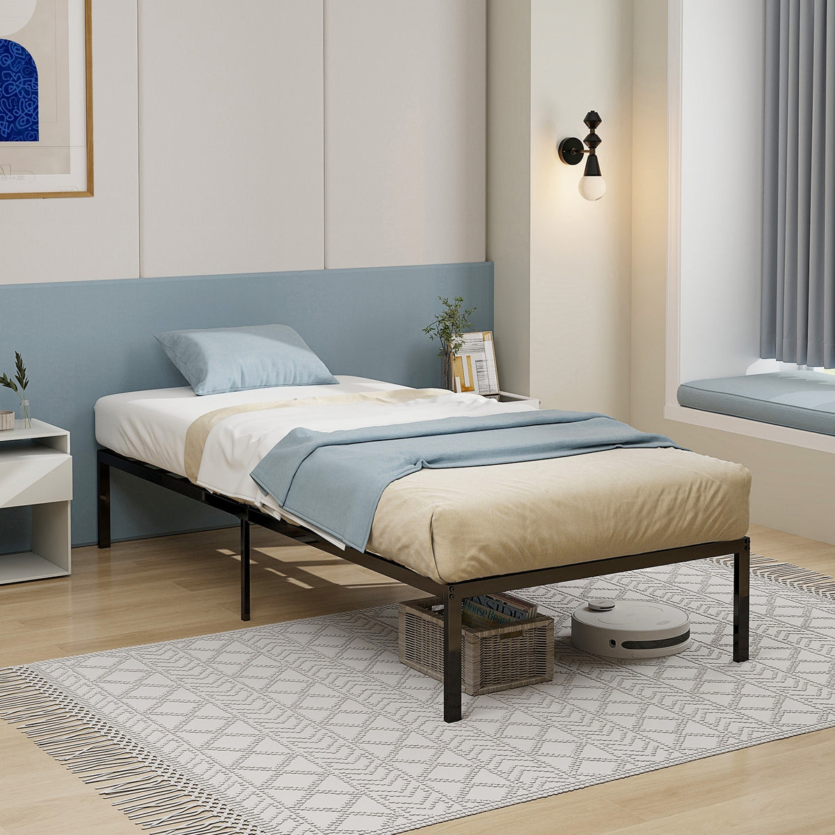14 Inch Heavy Duty Metal Platform, Black Simple Bed Frame at Gallery Canada