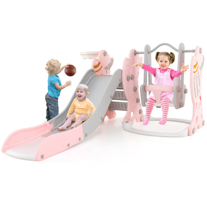 Kids Slide Swing Set With Basketball Hoop, Pink Climbers & Slides at Gallery Canada