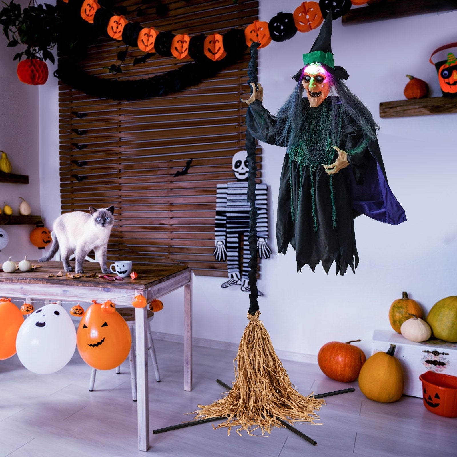 7 Feet Witch On Broom Halloween Animatronic, LED Lights, Multicolor Halloween at Gallery Canada