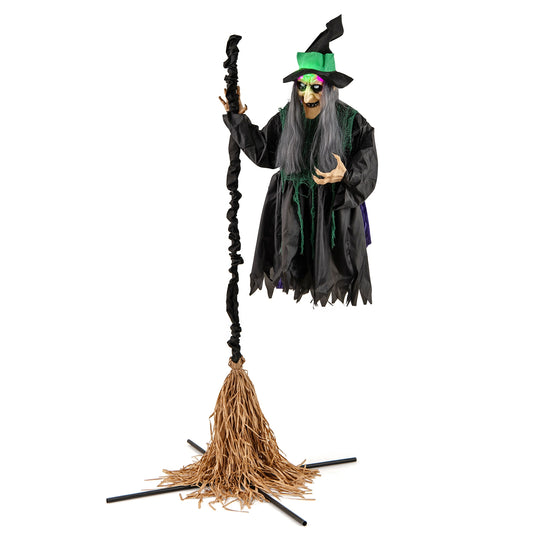 7 Feet Witch On Broom Halloween Animatronic, LED Lights, Multicolor Halloween Multicolor at Gallery Canada