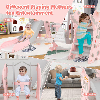 Kids Slide Swing Set With Basketball Hoop, Pink Climbers & Slides at Gallery Canada