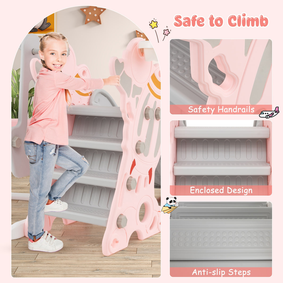 Kids Slide Swing Set With Basketball Hoop, Pink Climbers & Slides at Gallery Canada