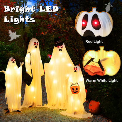 4 PCS Halloween Ghost Family, Cloth, And Warm White LED Lights, White, Red Halloween at Gallery Canada