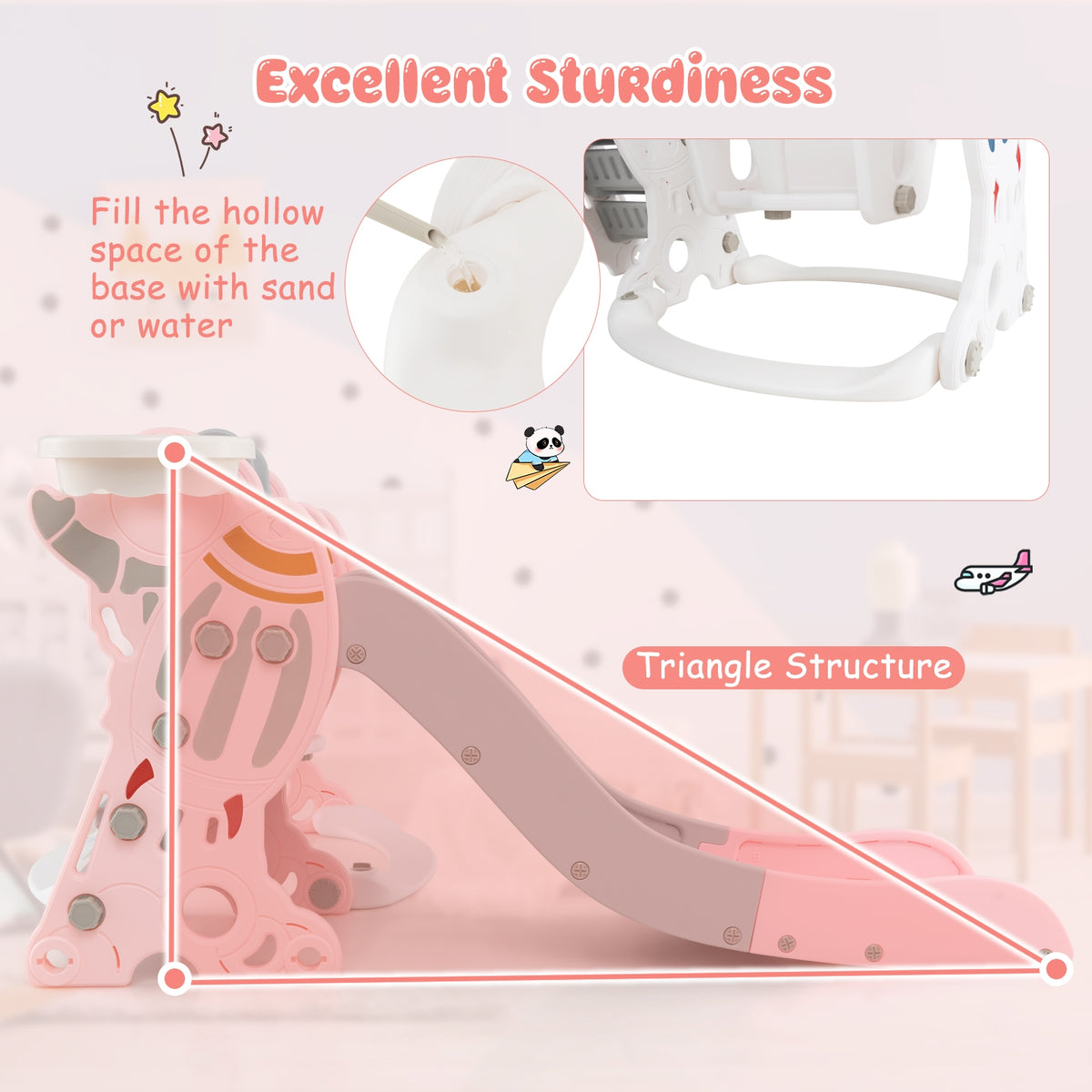 Kids Slide Swing Set With Basketball Hoop, Pink Climbers & Slides at Gallery Canada