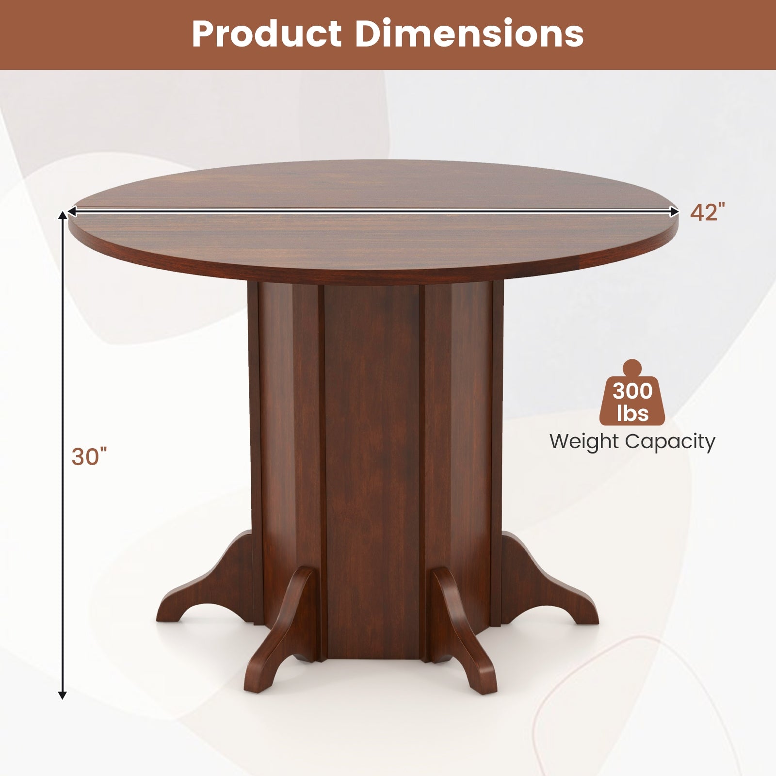 Round Dining Table With Pedestal Base, Walnut, For 4-6 People Dining Tables at Gallery Canada