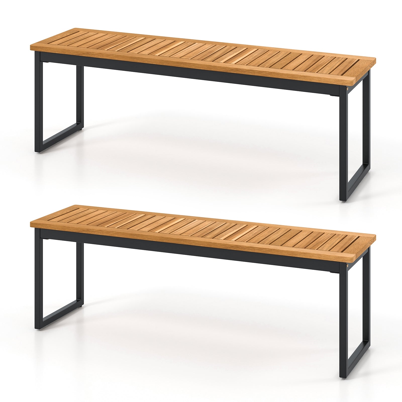 2-Person Patio Dining Bench Set, Natural Outdoor Benches at Gallery Canada