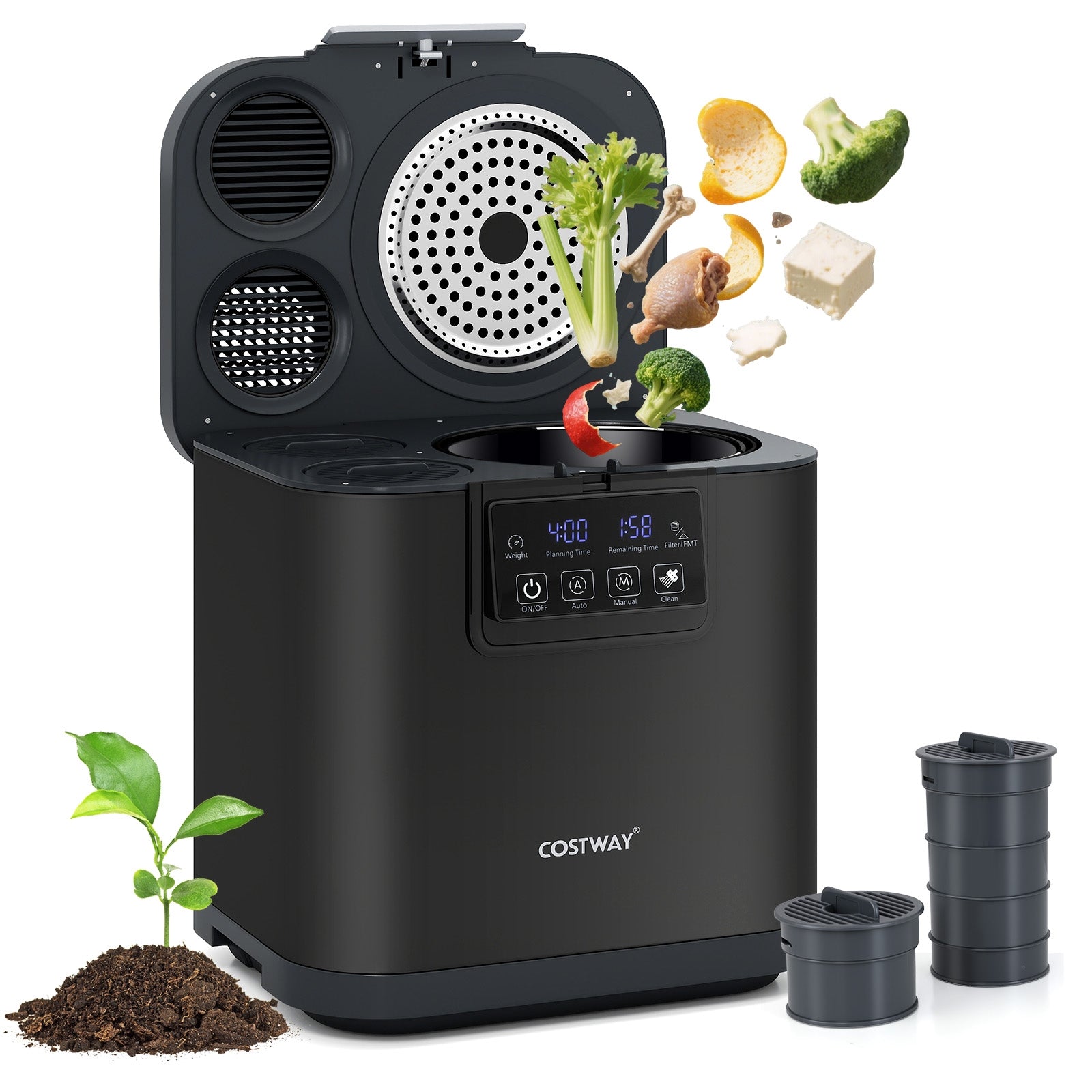 4 L Electric Kitchen Composter With Lid, LED Display, Black Food Mixers & Blenders at Gallery Canada