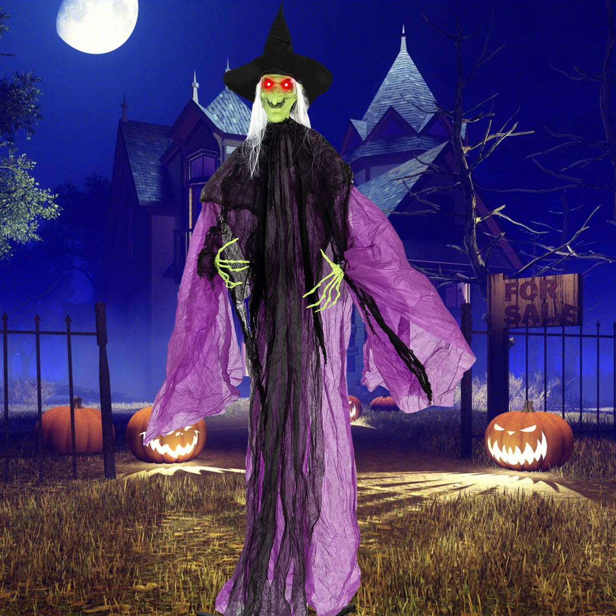 Halloween Standing Witch, 7.2 ft, Lighted Eyes, Automatic Arm Movement Halloween at Gallery Canada