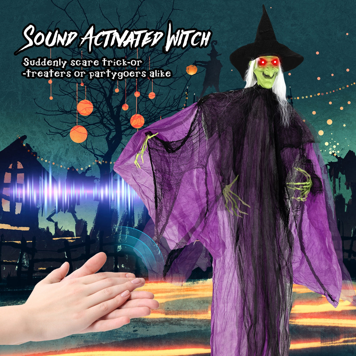 Halloween Standing Witch, 7.2 ft, Lighted Eyes, Automatic Arm Movement Halloween at Gallery Canada