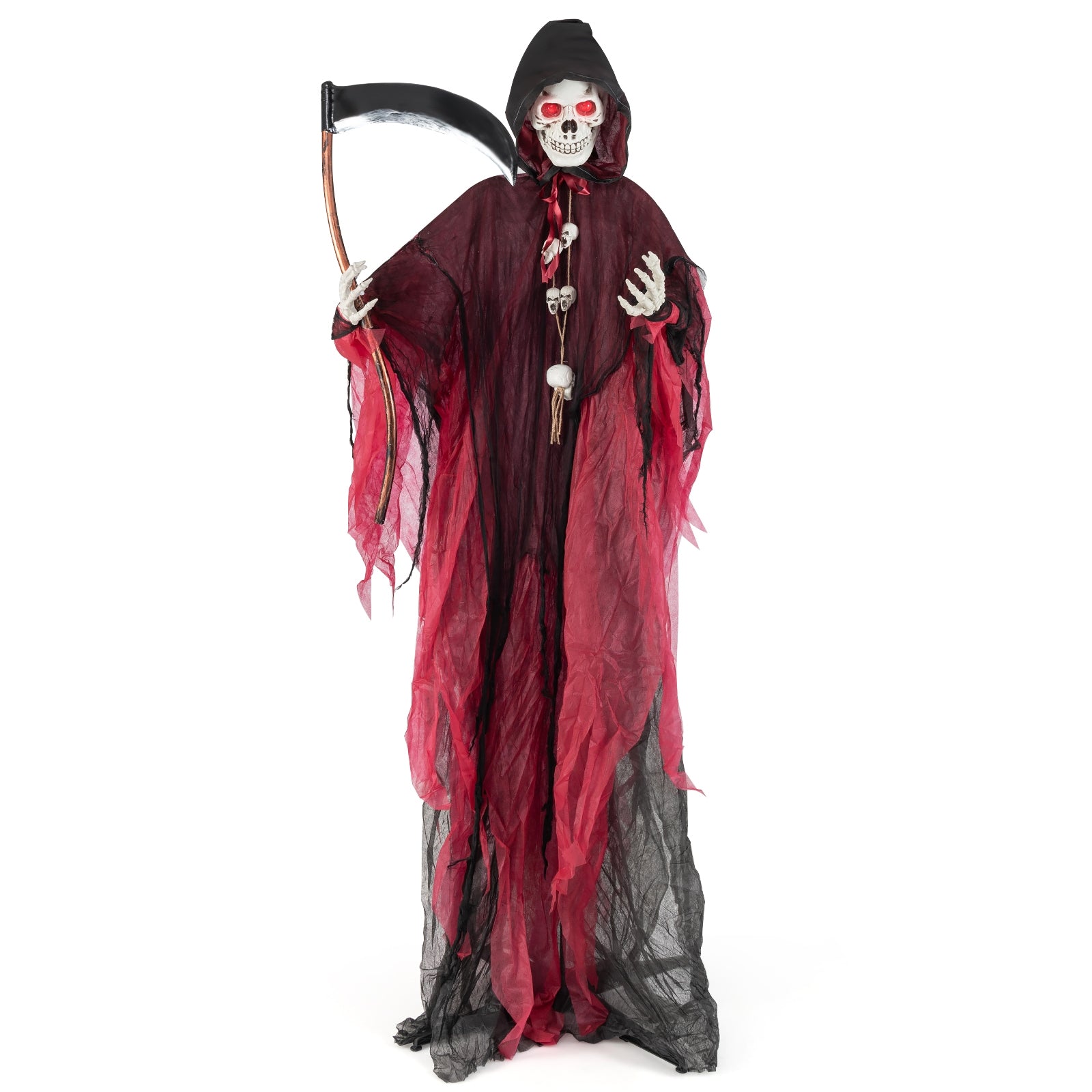 8 Feet Halloween Grim Reaper, Terrifying Sounds, Lighted Eyes, Red, Black Halloween Black & Red at Gallery Canada