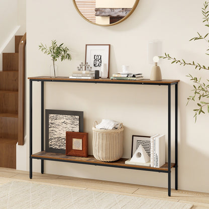 44 Inch Console Table With Shelf, Anti-Tipping Kits, Rustic Brown Console Tables at Gallery Canada