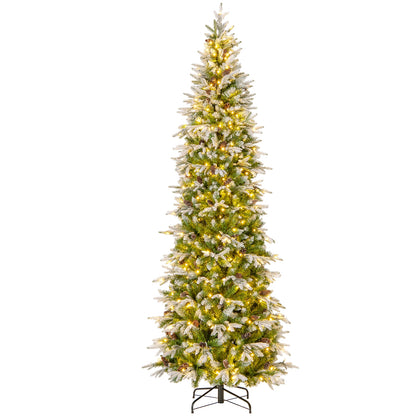 Pre-Lit Artificial Christmas Tree, Snow Flocked Hinged, 9 FT, Green Christmas Tree at Gallery Canada