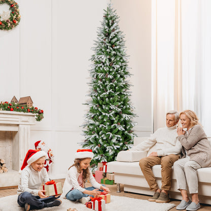 Pre-Lit Artificial Christmas Tree, Snow Flocked Hinged, 9 FT, Green Christmas Tree at Gallery Canada