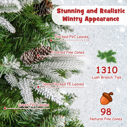 Pre-Lit Artificial Christmas Tree, Snow Flocked Hinged, 9 FT, Green Christmas Tree at Gallery Canada