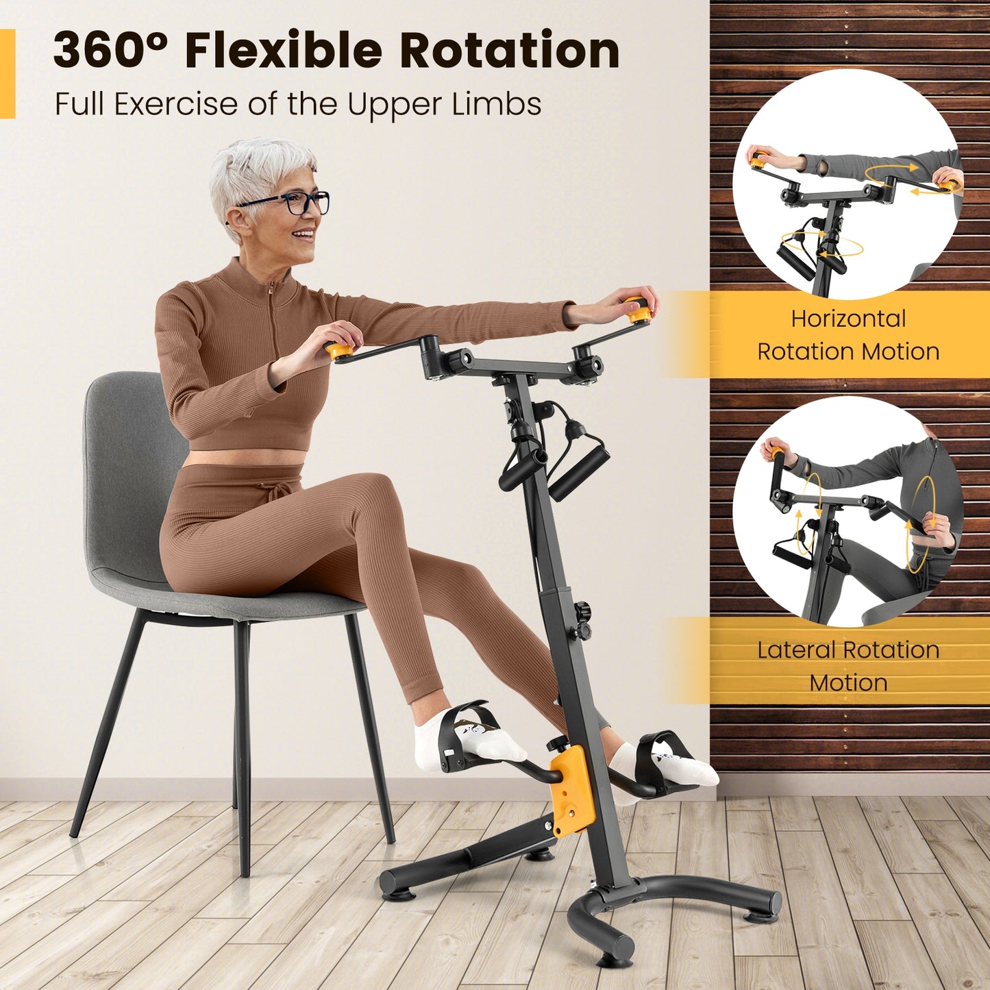 Pedal Exerciser With Adjustable Handgrip, Yellow Exercise Bikes at Gallery Canada