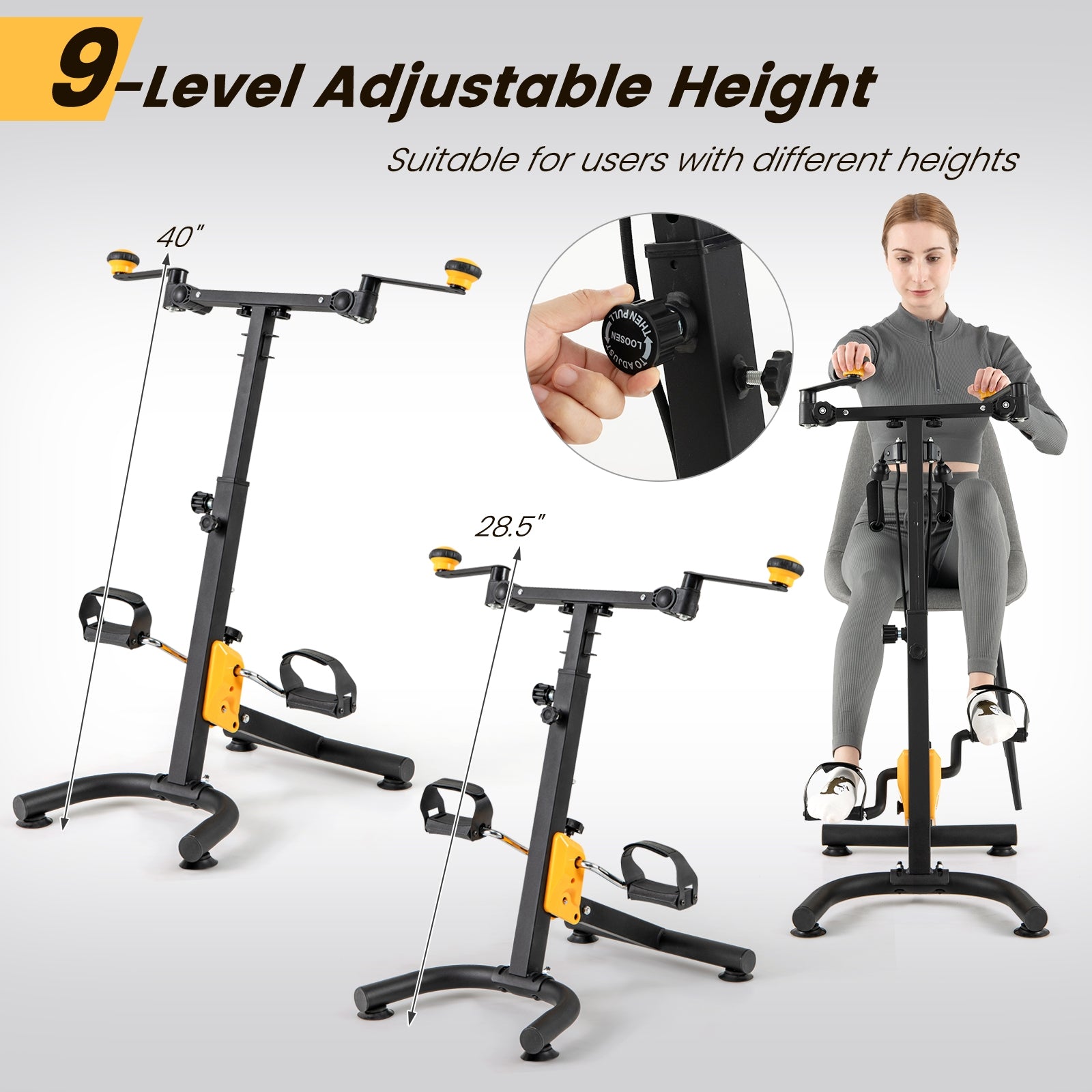 Pedal Exerciser With Adjustable Handgrip, Yellow Exercise Bikes at Gallery Canada