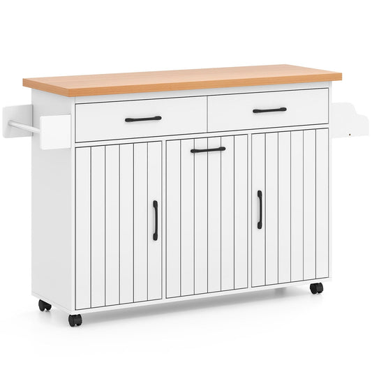 Mobile Kitchen Island Table, With Trash Bag Storage, White Kitchen Islands & Carts White at Gallery Canada