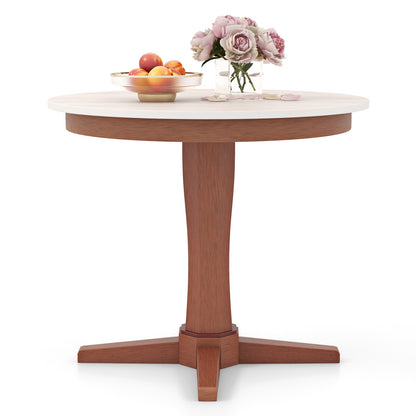 35 Inches Round Dining Table With Pedestal Base, White Dining Tables at Gallery Canada