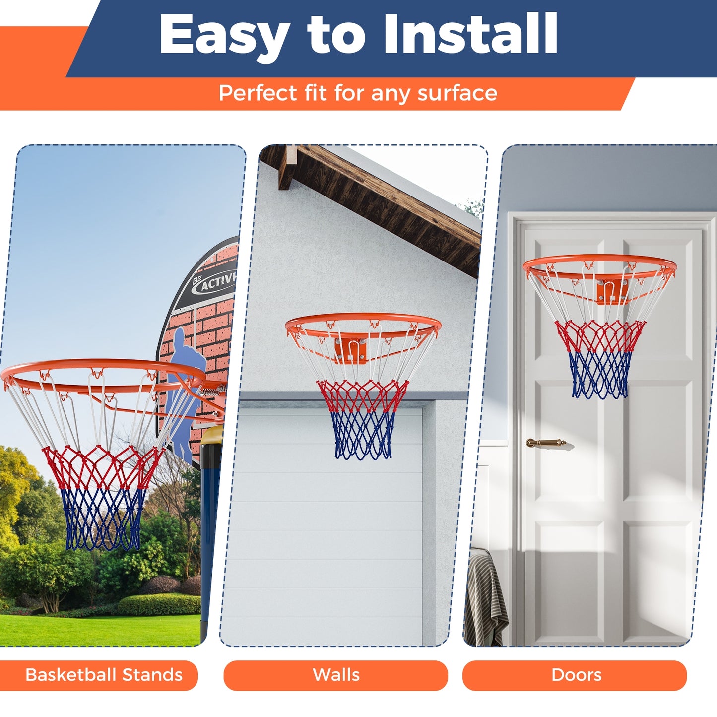 18" Basketball Rim, Heavy Duty Wall Mounted, Orange Sport Equipments at Gallery Canada