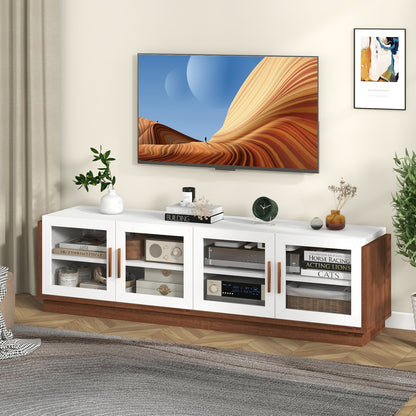 Large TV Stand For 75 Inch TVs, 4 Tempered Glass Doors, White Entertainment Centers & TV Stands at Gallery Canada