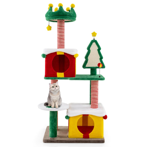 Cat Tree Tower For Indoor Cats, With Scratching Posts, Multicolor