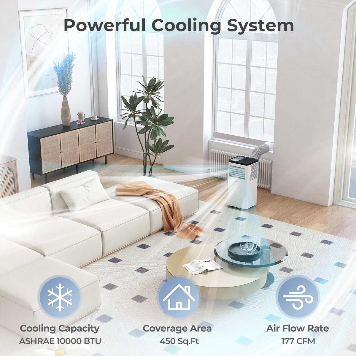 10000 BTU Portable Air Conditioner 3 in 1 Floor AC Unit Fan and Dehumidifier for Room, White Portable Air Conditioners at Gallery Canada