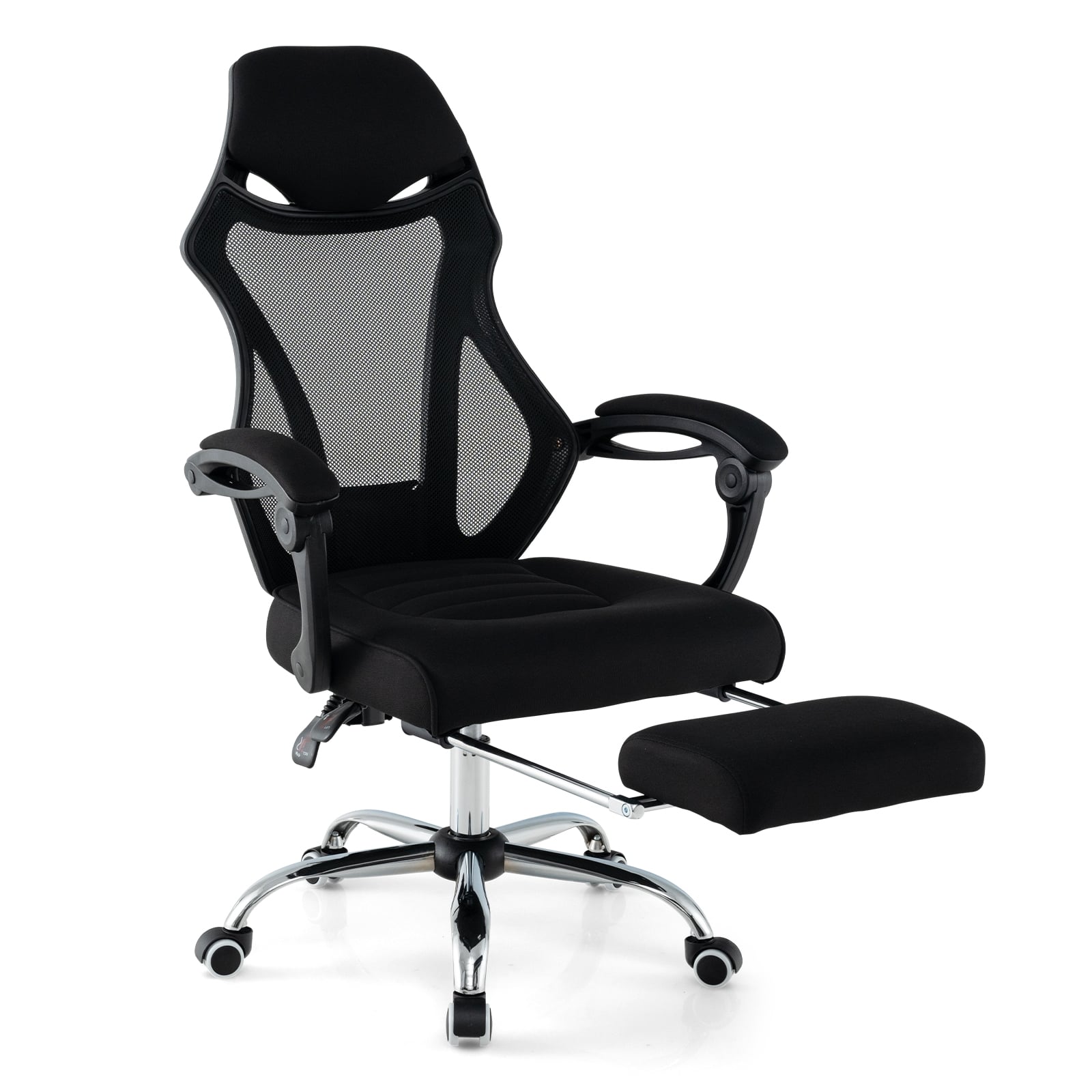 Ergonomic Mesh Office Chair, With Footrest And Tilting Backrest, Black Ergonomic Chairs Black at Gallery Canada