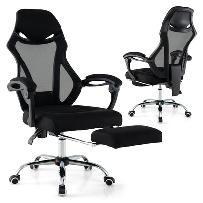 Ergonomic Mesh Office Chair, With Footrest And Tilting Backrest, Black Ergonomic Chairs at Gallery Canada