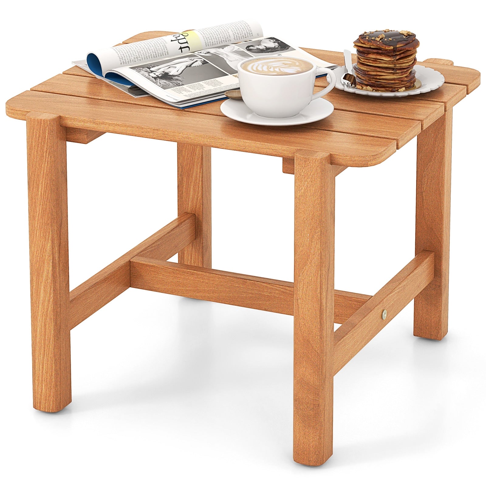 Teak Wood Side Table, Slatted Tabletop, Natural Patio Coffee Tables at Gallery Canada