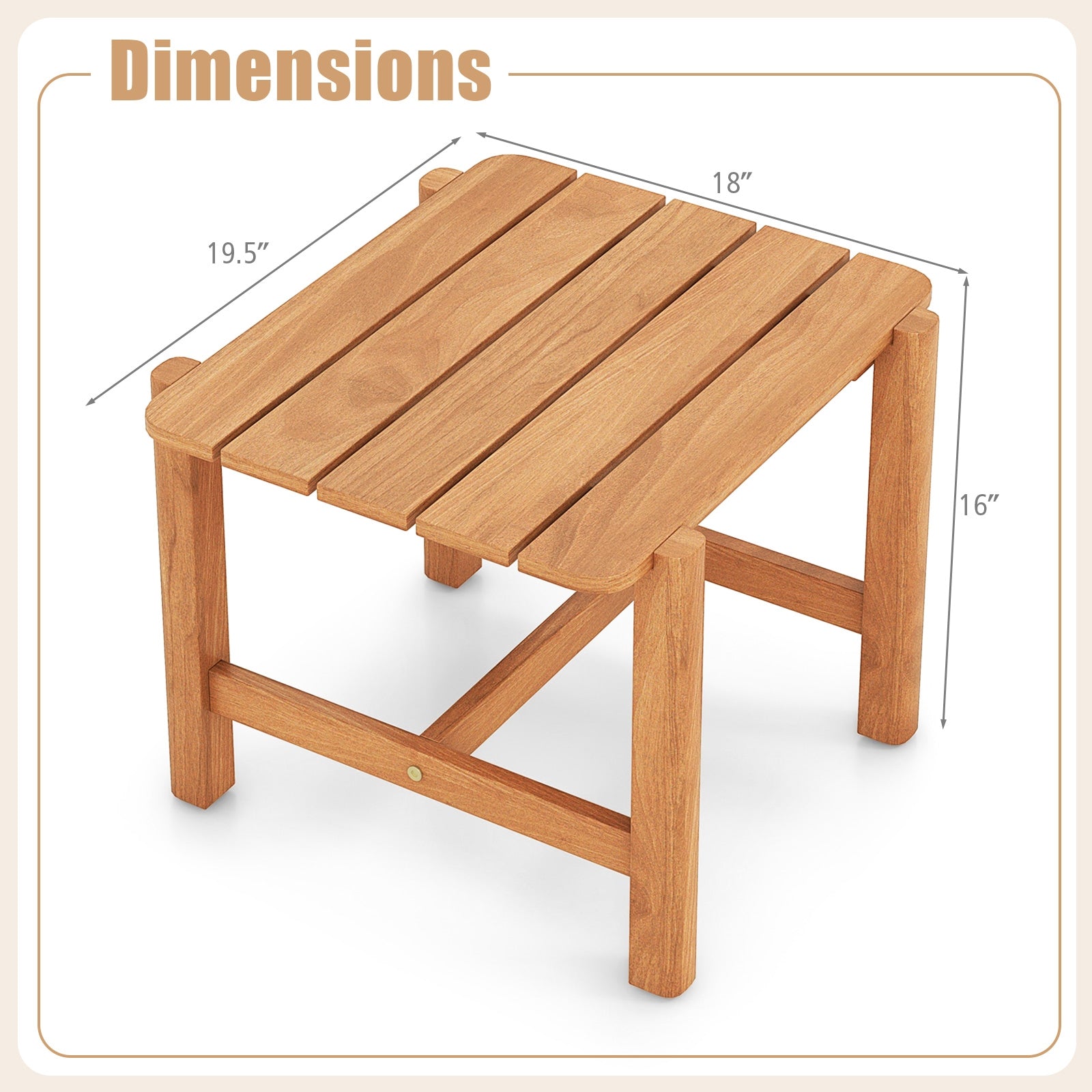 Teak Wood Side Table, Slatted Tabletop, Natural Patio Coffee Tables at Gallery Canada