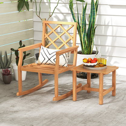 Teak Wood Side Table, Slatted Tabletop, Natural Patio Coffee Tables at Gallery Canada