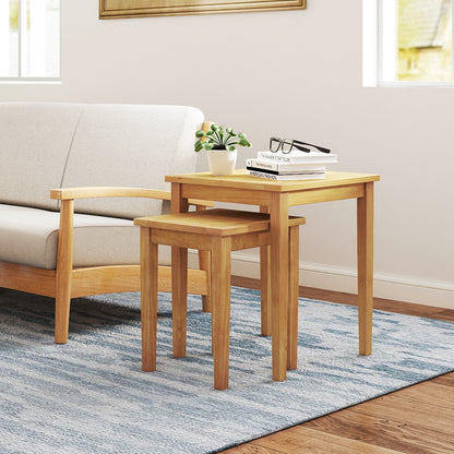 2 Piece Teak Wood Nesting Table, Natural Patio Coffee Tables at Gallery Canada