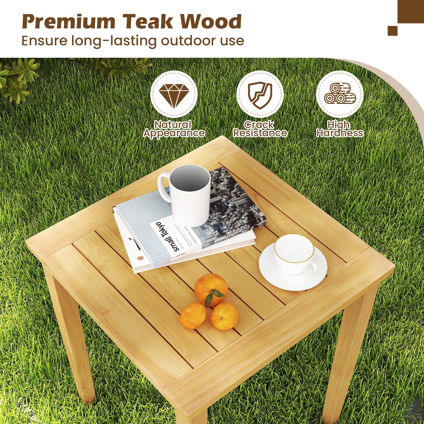 2 Piece Teak Wood Nesting Table, Natural Patio Coffee Tables at Gallery Canada