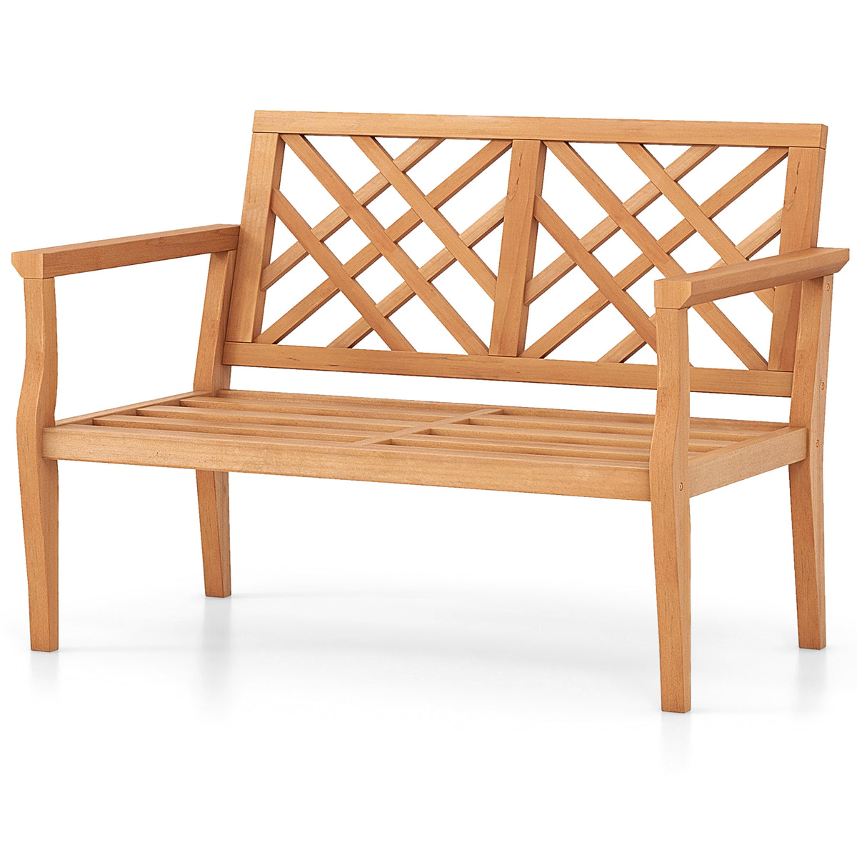 Outdoor Garden Bench, 2-Person Teak Wood, Natural Outdoor Benches at Gallery Canada