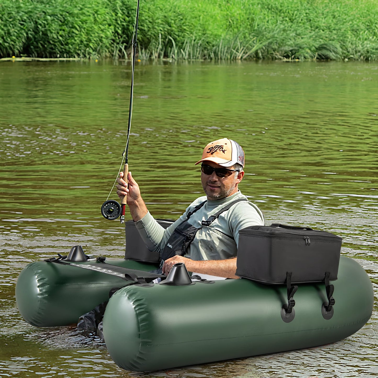 Inflatable Fishing Float Tube, With Fish Ruler And Angling Base, Camouflage Water Sports at Gallery Canada