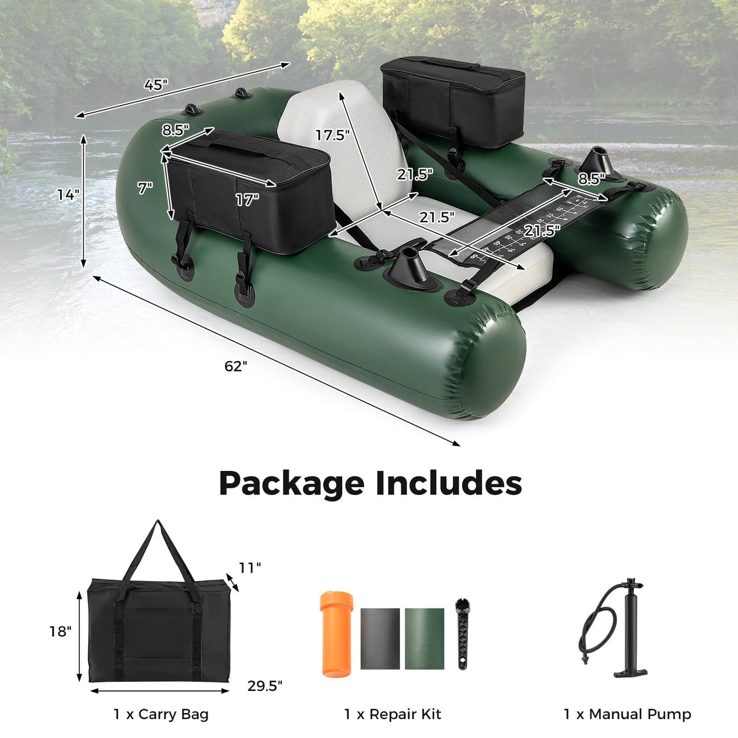 Inflatable Fishing Float Tube, With Fish Ruler And Angling Base, Camouflage Water Sports at Gallery Canada