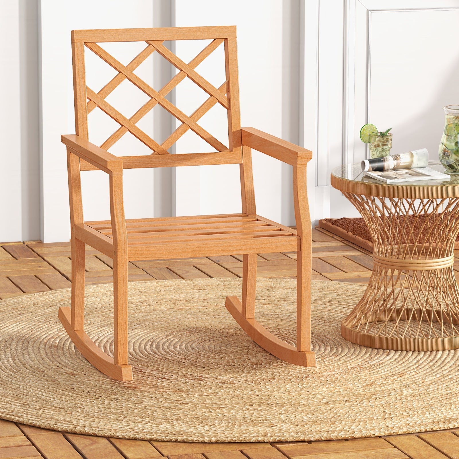 Teak Wood Rocking Chair, Oversized Porch Rocker, Brown Patio Rocking Chairs & Gliders at Gallery Canada