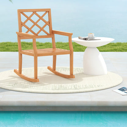 Teak Wood Rocking Chair, Oversized Porch Rocker, Brown Patio Rocking Chairs & Gliders at Gallery Canada