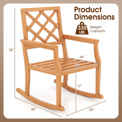 Teak Wood Rocking Chair, Oversized Porch Rocker, Brown Patio Rocking Chairs & Gliders at Gallery Canada