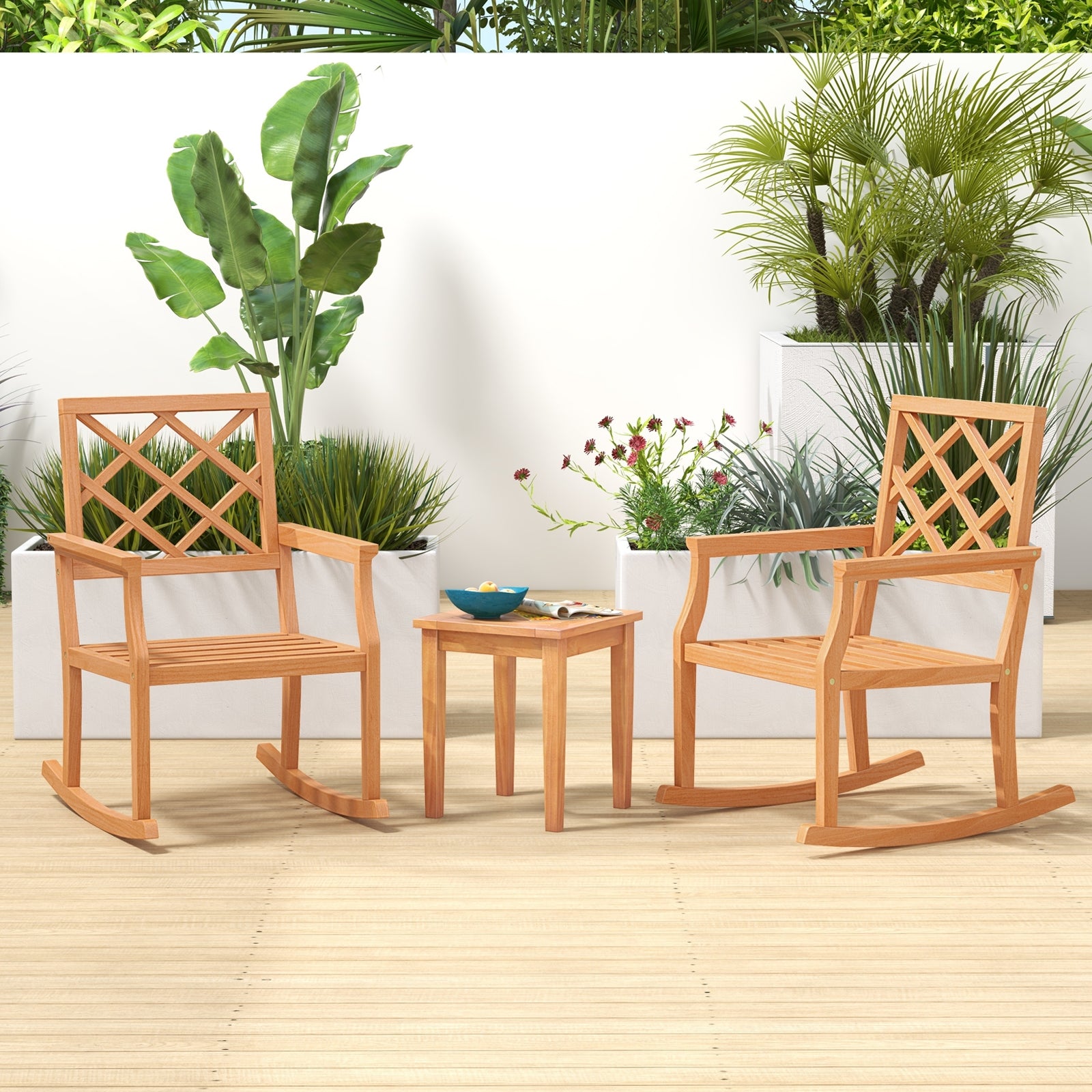 Teak Wood Rocking Chair, Oversized Porch Rocker, Brown Patio Rocking Chairs & Gliders at Gallery Canada