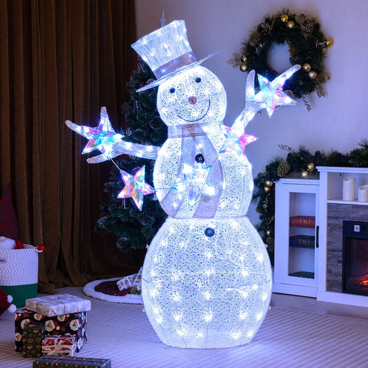 5 ft Pre-Lit Christmas Snowman With Stars, White Christmas Decor & Accessories White at Gallery Canada