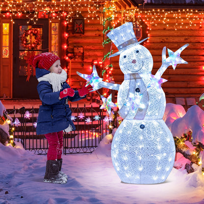 5 ft Pre-Lit Christmas Snowman With Stars, White Christmas Decor & Accessories at Gallery Canada