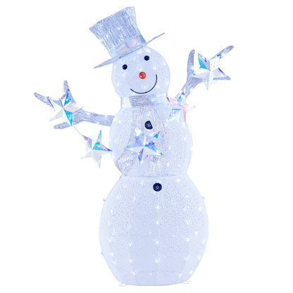 5 ft Pre-Lit Christmas Snowman With Stars, White Christmas Decor & Accessories at Gallery Canada
